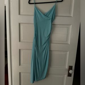 Diane Von Furstenburg Blue Stretch Asymmetrical Dress